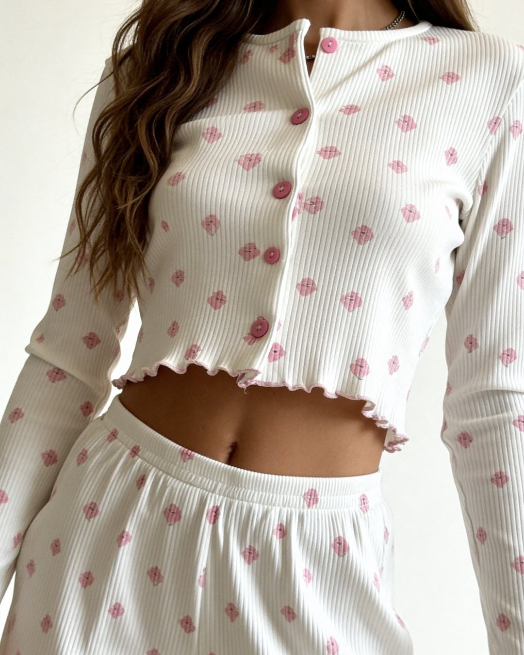 Dahlia Floral Pajama Set - Ribbed Sexy Pajamas for Women