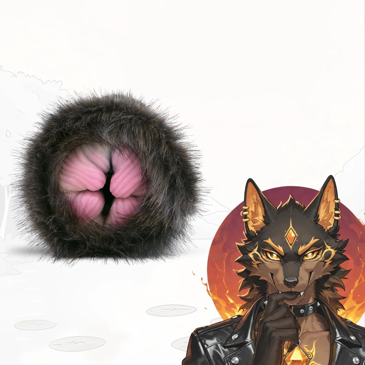 Dark Fur Ribbed Male Masturbator - Furry Male Masturbator Toy
