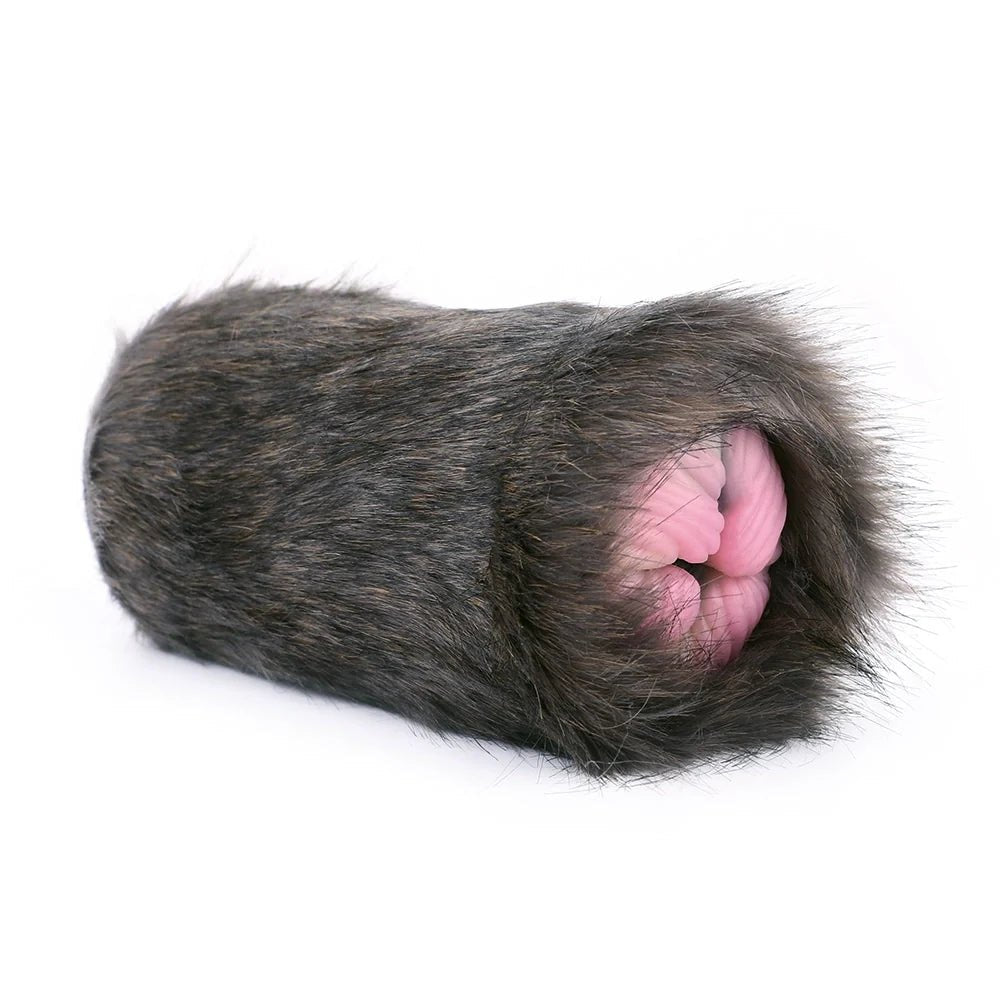 Dark Fur Ribbed Male Masturbator - Furry Male Masturbator Toy