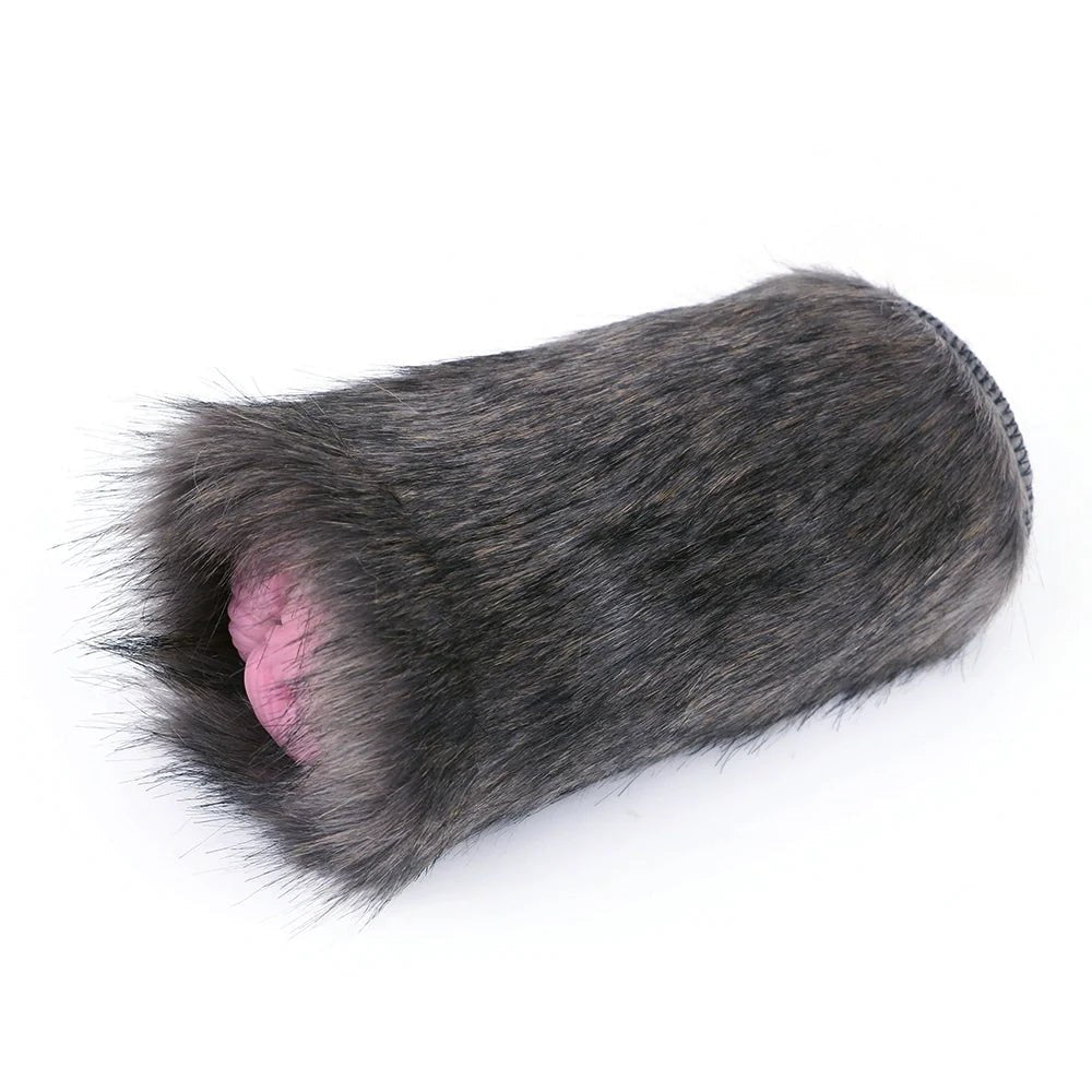 Dark Fur Ribbed Male Masturbator - Furry Male Masturbator Toy