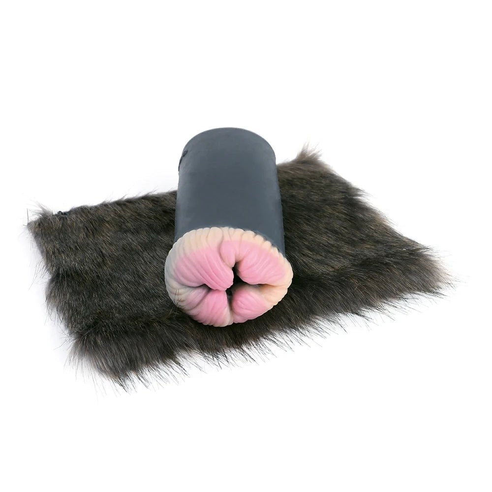 Dark Fur Ribbed Male Masturbator - Furry Male Masturbator Toy