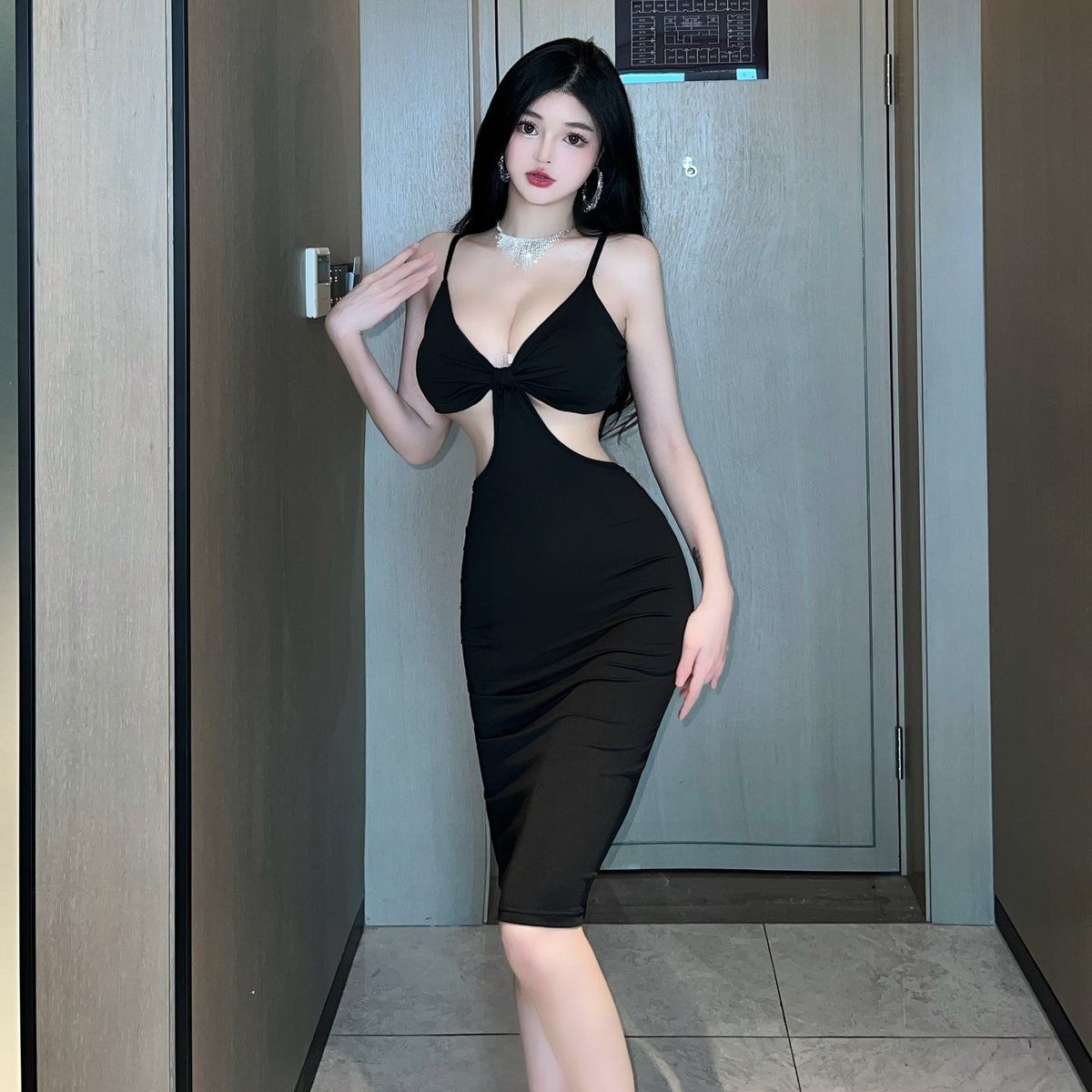Deep V Cutout Bodycon Dress - Sexy Lingerie Dress