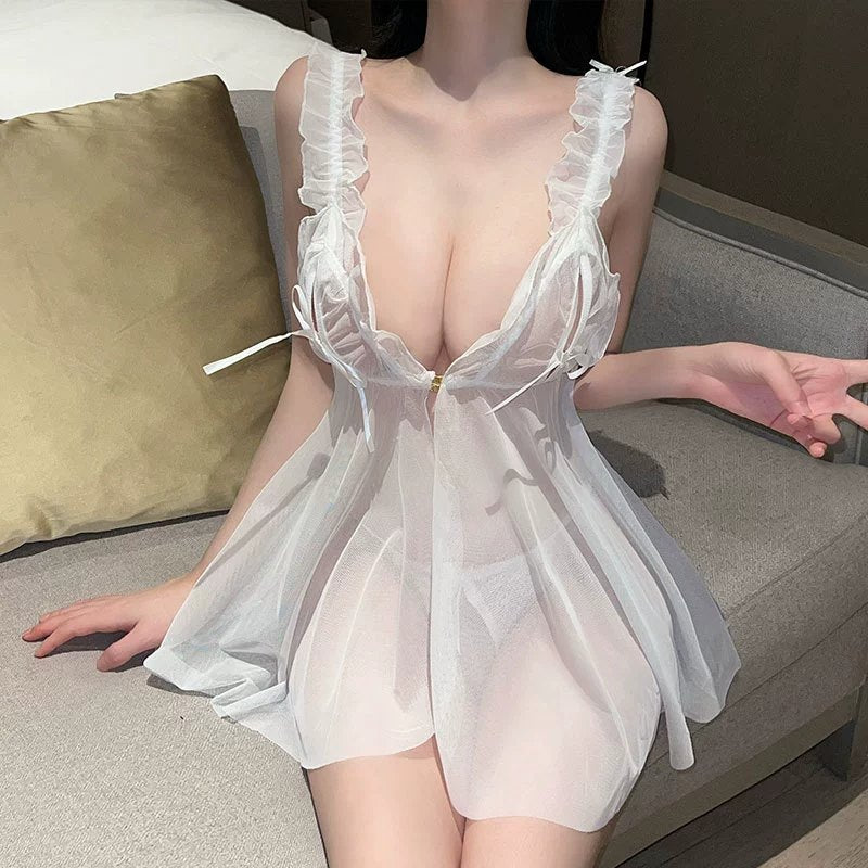 Deep V Open-Front Babydoll - Sexy Babydoll Lingerie