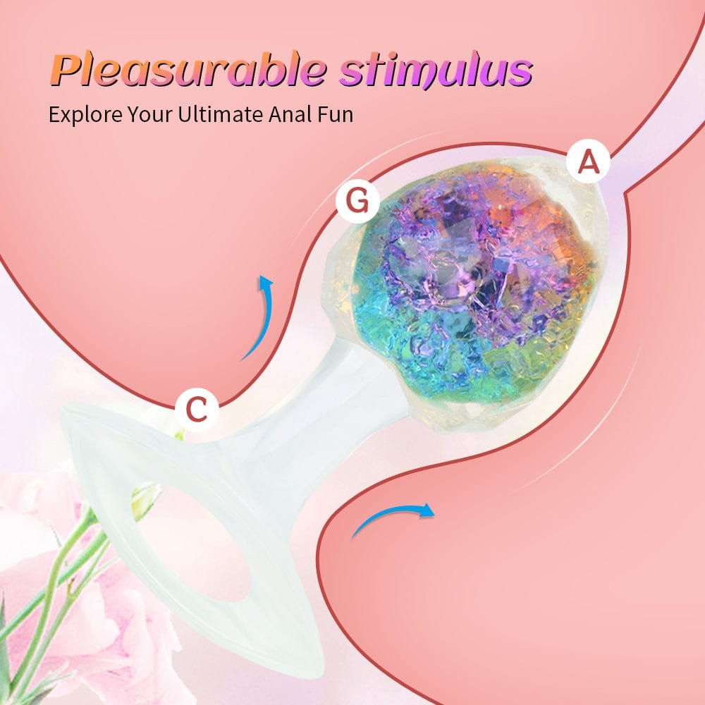 Diamond Cut Crystal Butt Plug - Colorful Glass-Look Anal Plug
