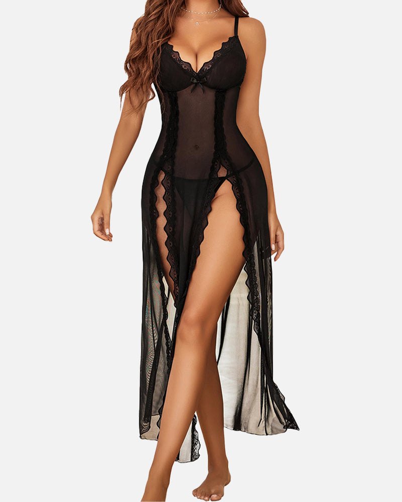 Diamond Embellished Lace Sleepwear Set - Sexy Pajamas for Women