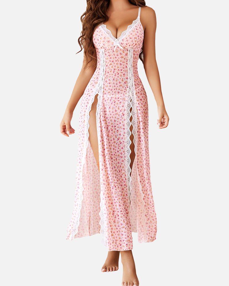 Diamond Embellished Lace Sleepwear Set - Sexy Pajamas for Women
