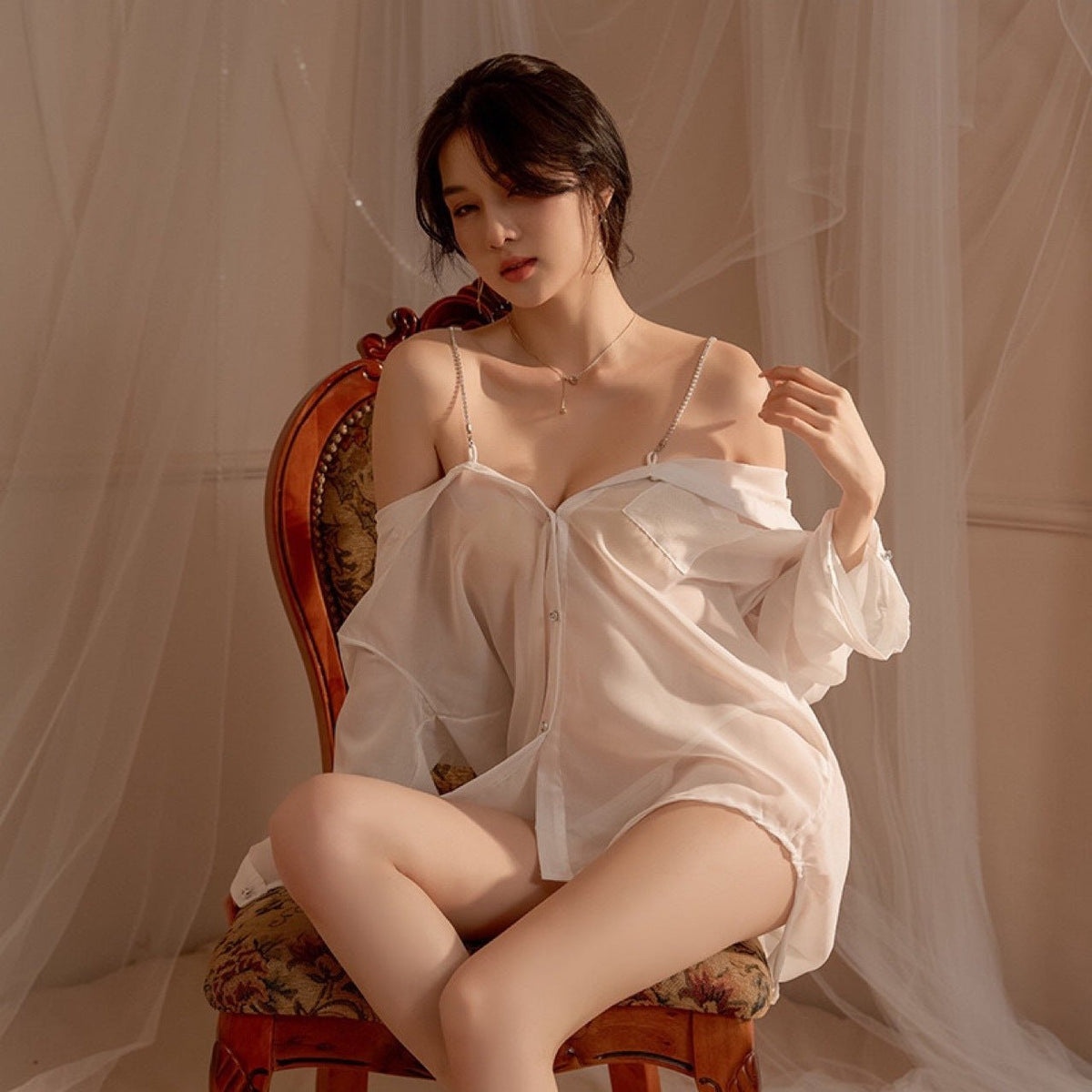 Diamond Suspender Sheer Nightdress - Sexy Nightgown Lingerie