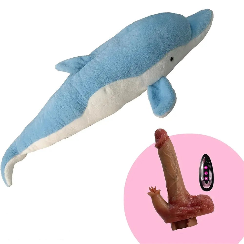 Dolphin Pillow Riding Sex Machine - Vibrating Silicone Dildo