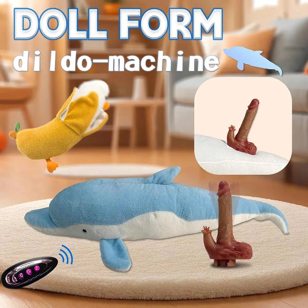 Dolphin Pillow Riding Sex Machine - Vibrating Silicone Dildo