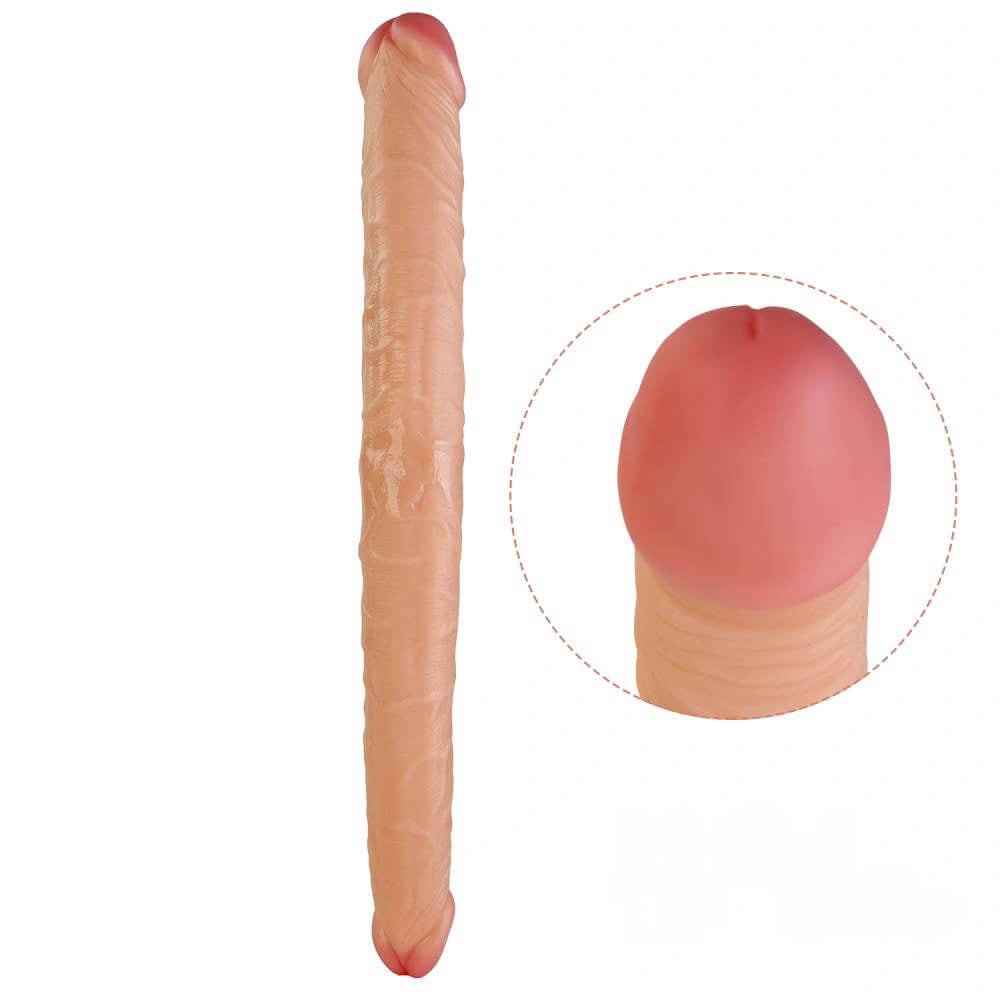 Double-Ended Realistic Dildo - Flesh PVC Double Dildo