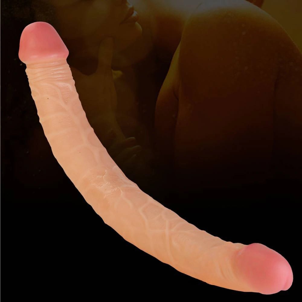 Double-Ended Realistic Dildo - Flesh PVC Double Dildo