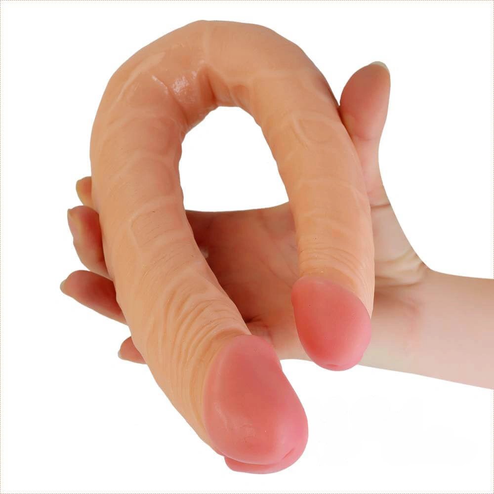 Double-Ended Realistic Dildo - Flesh PVC Double Dildo