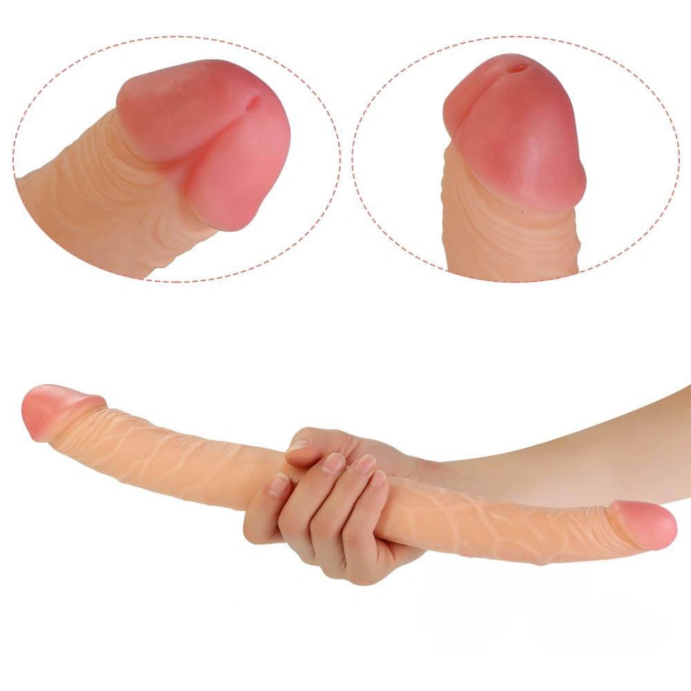 Double-Ended Realistic Dildo - Flesh PVC Double Dildo