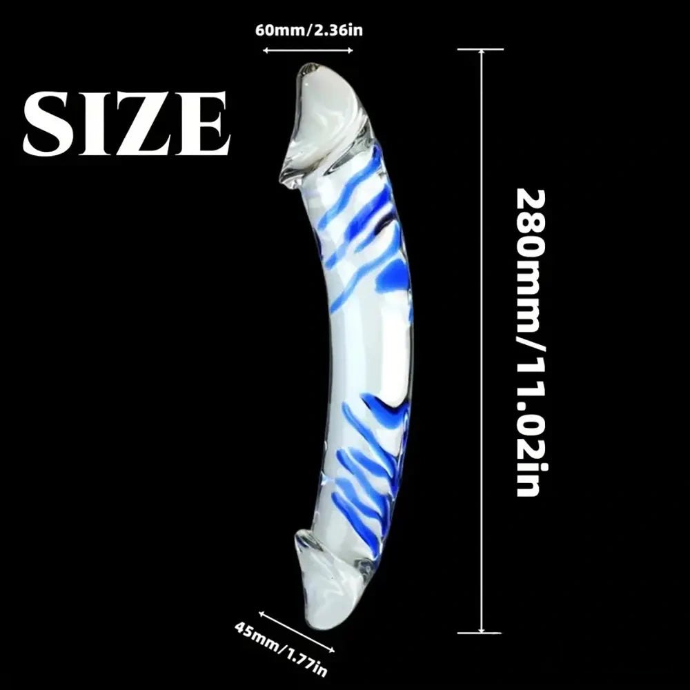 Double-Ended Glass Crystal Dildo - Curved Glass Dildo