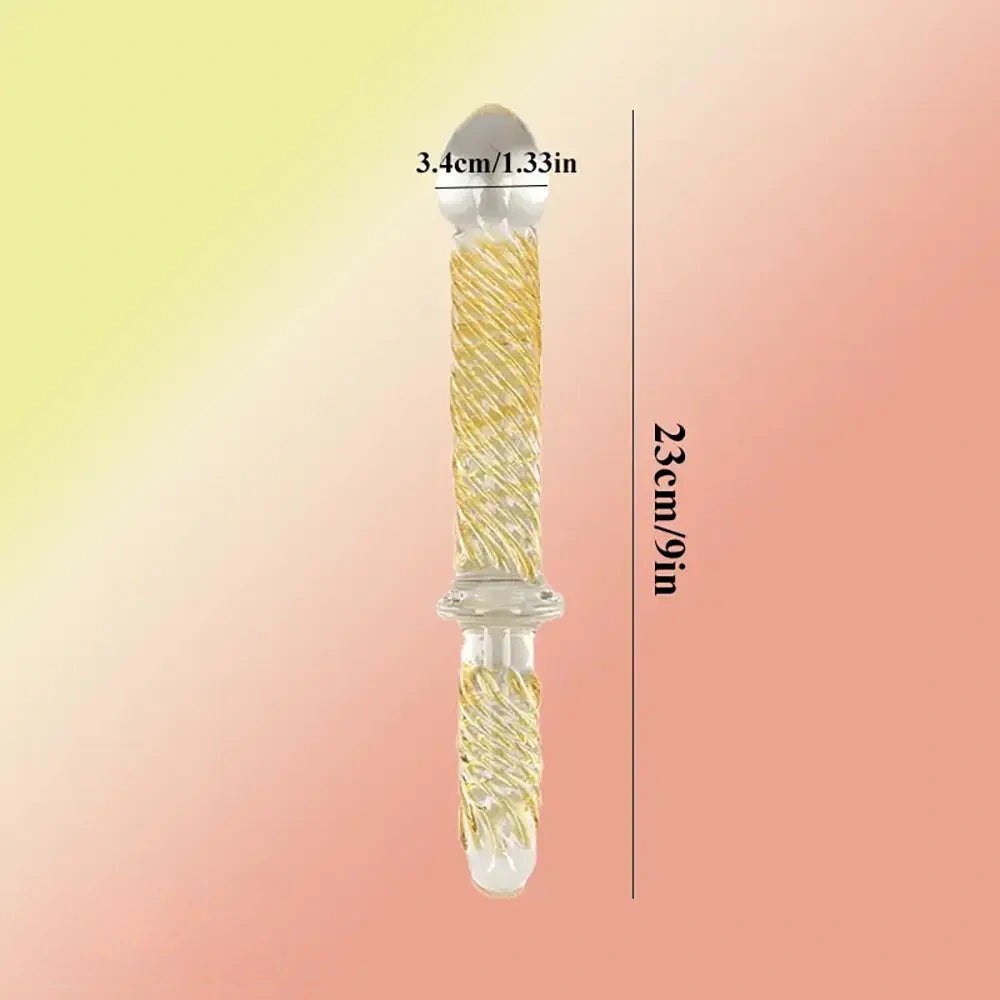 Double-Ended Ribbed Glass Wand 9in - Glass Beaded Anal Wand