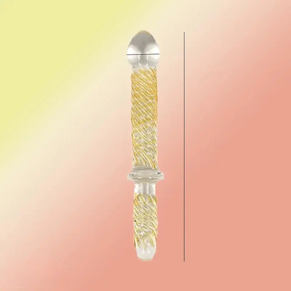 Double-Ended Ribbed Glass Wand 9in - Glass Beaded Anal Wand