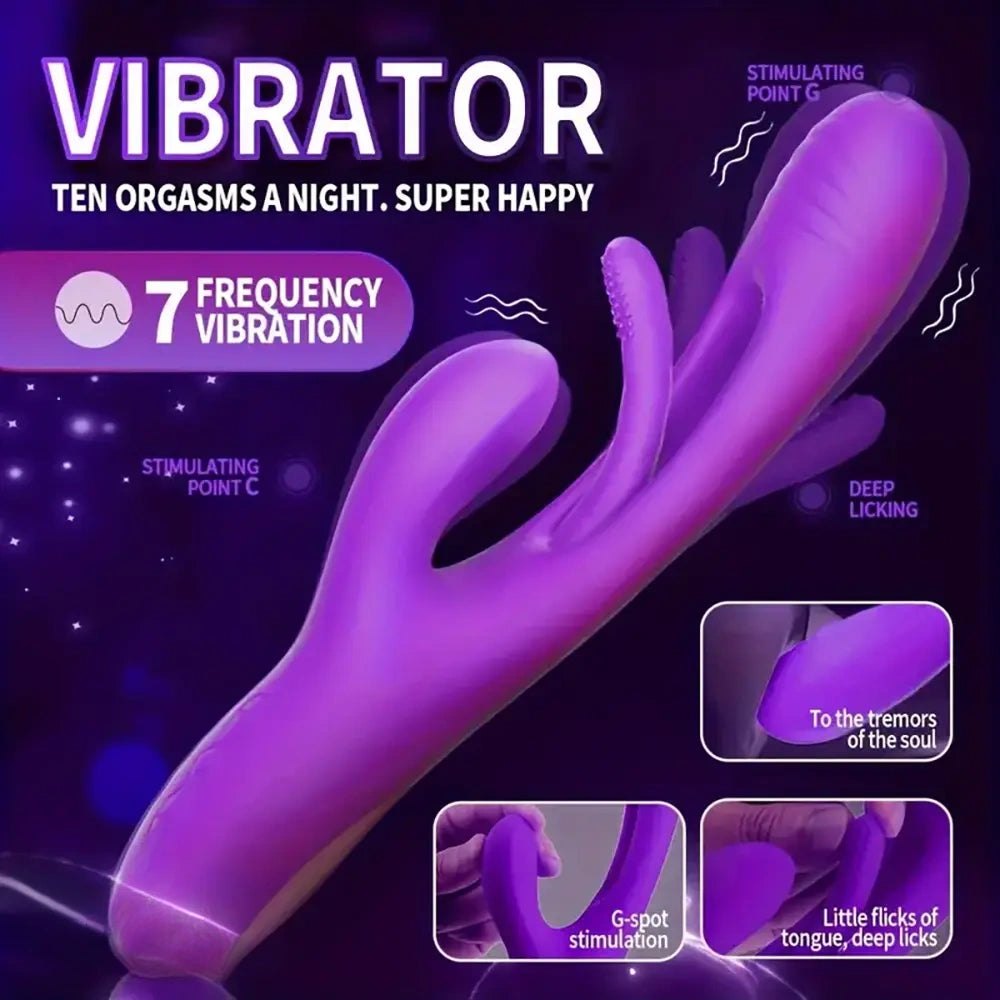 Double Layer Dildo 9.45 in - Red Purple Silicone Toy
