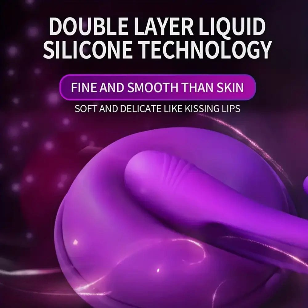 Double Layer Dildo 9.45 in - Red Purple Silicone Toy