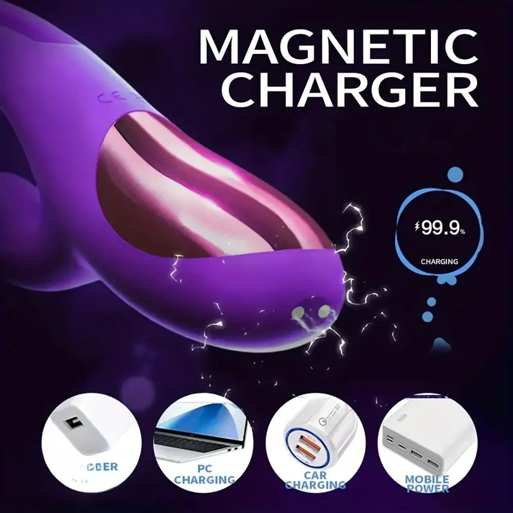 Double Layer Dildo 9.45 in - Red Purple Silicone Toy