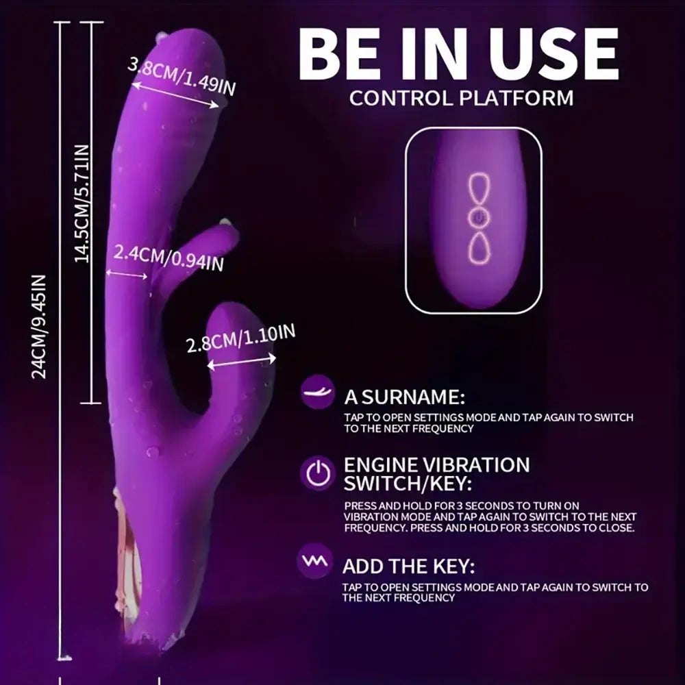 Double Layer Dildo 9.45 in - Red Purple Silicone Toy