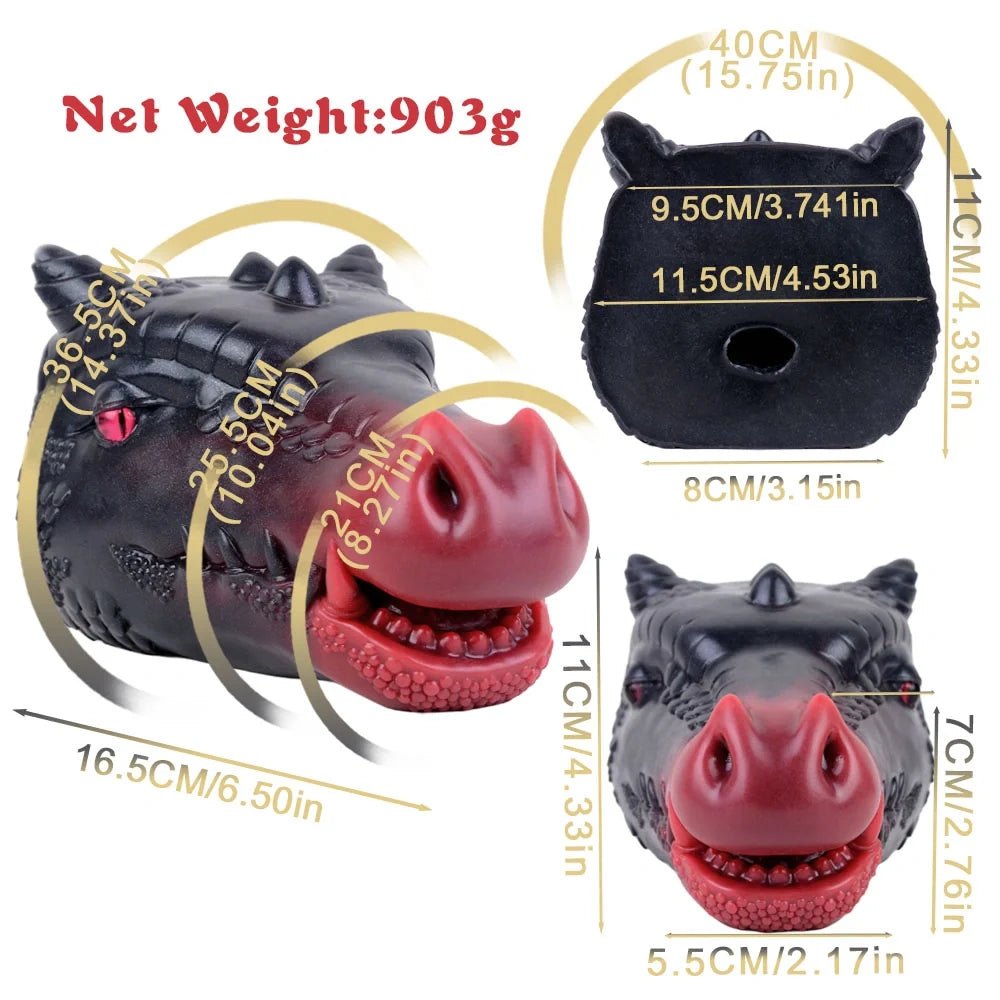 Dragon Head Onahole Black Red - Fantasy Stroker Onahole