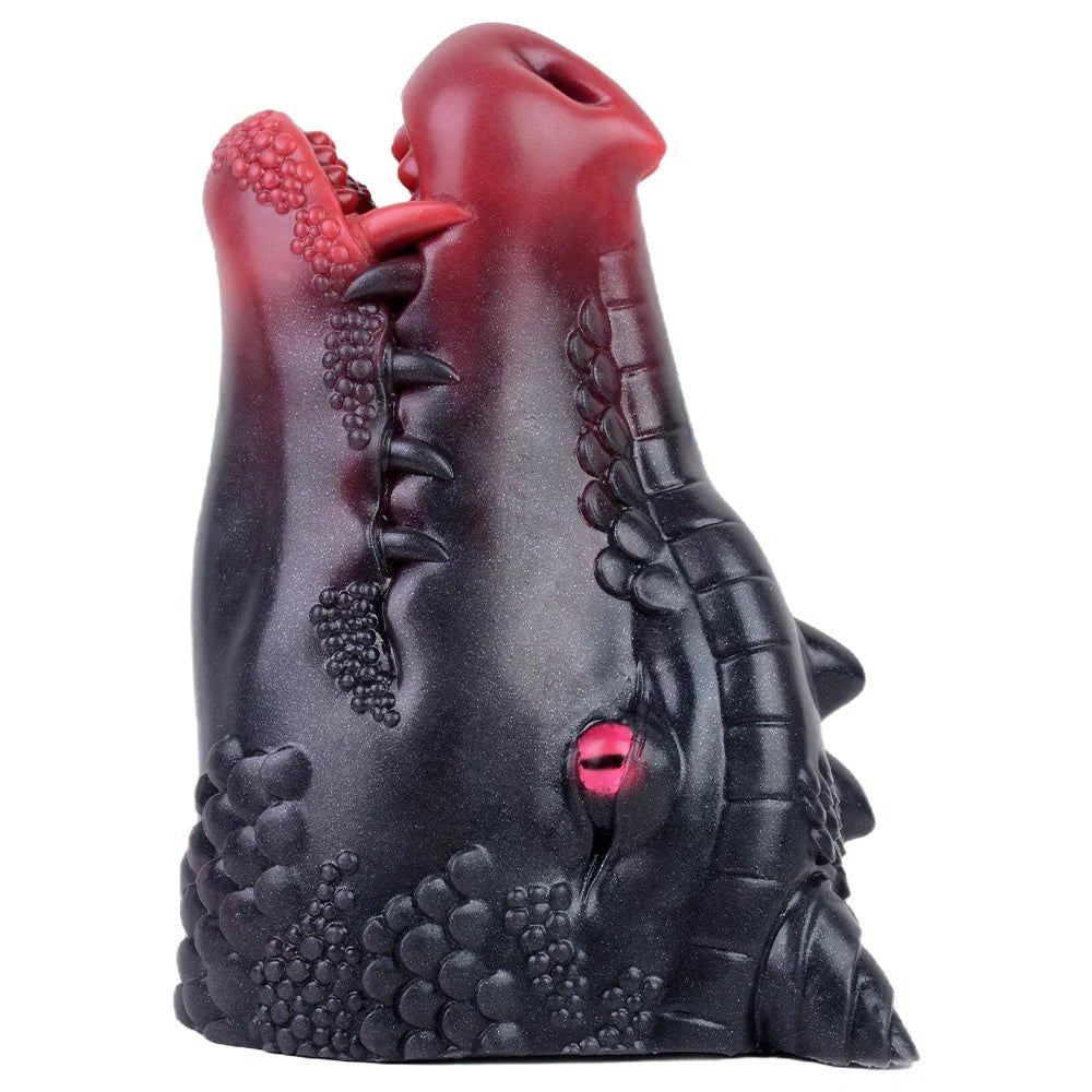Dragon Head Onahole Black Red - Fantasy Stroker Onahole