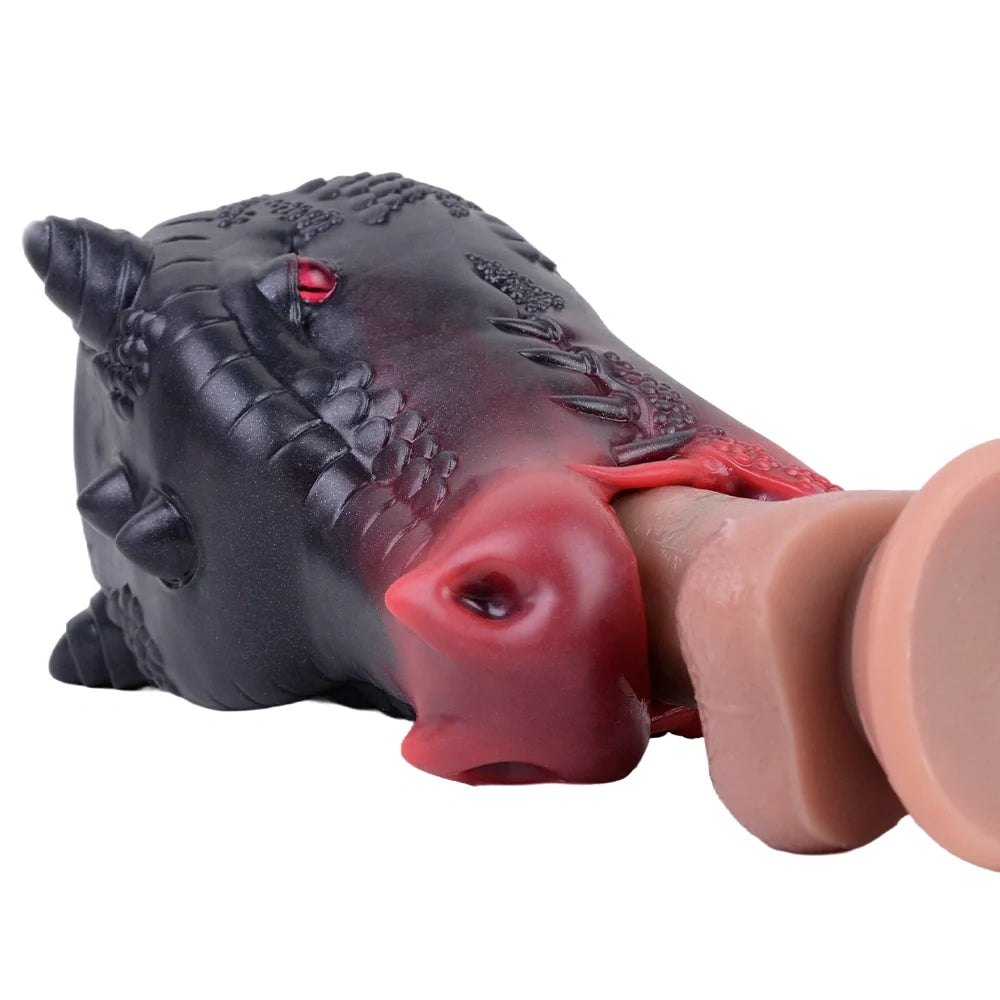 Dragon Head Onahole Black Red - Fantasy Stroker Onahole