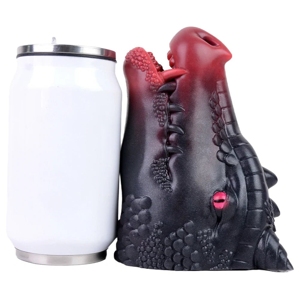 Dragon Head Onahole Black Red - Fantasy Stroker Onahole