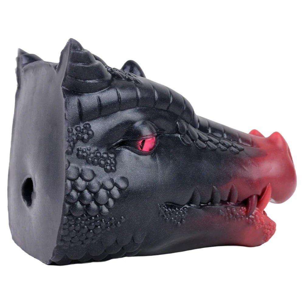 Dragon Head Onahole Black Red - Fantasy Stroker Onahole