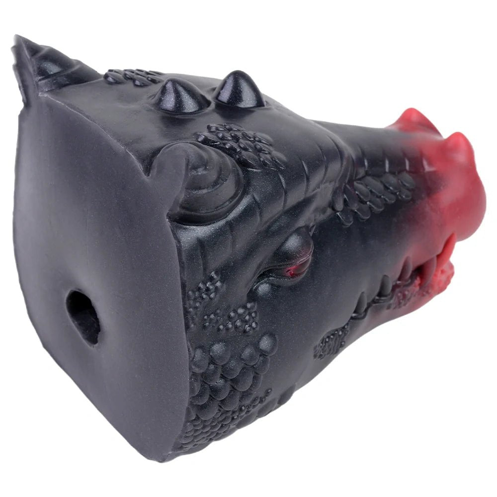 Dragon Head Onahole Black Red - Fantasy Stroker Onahole
