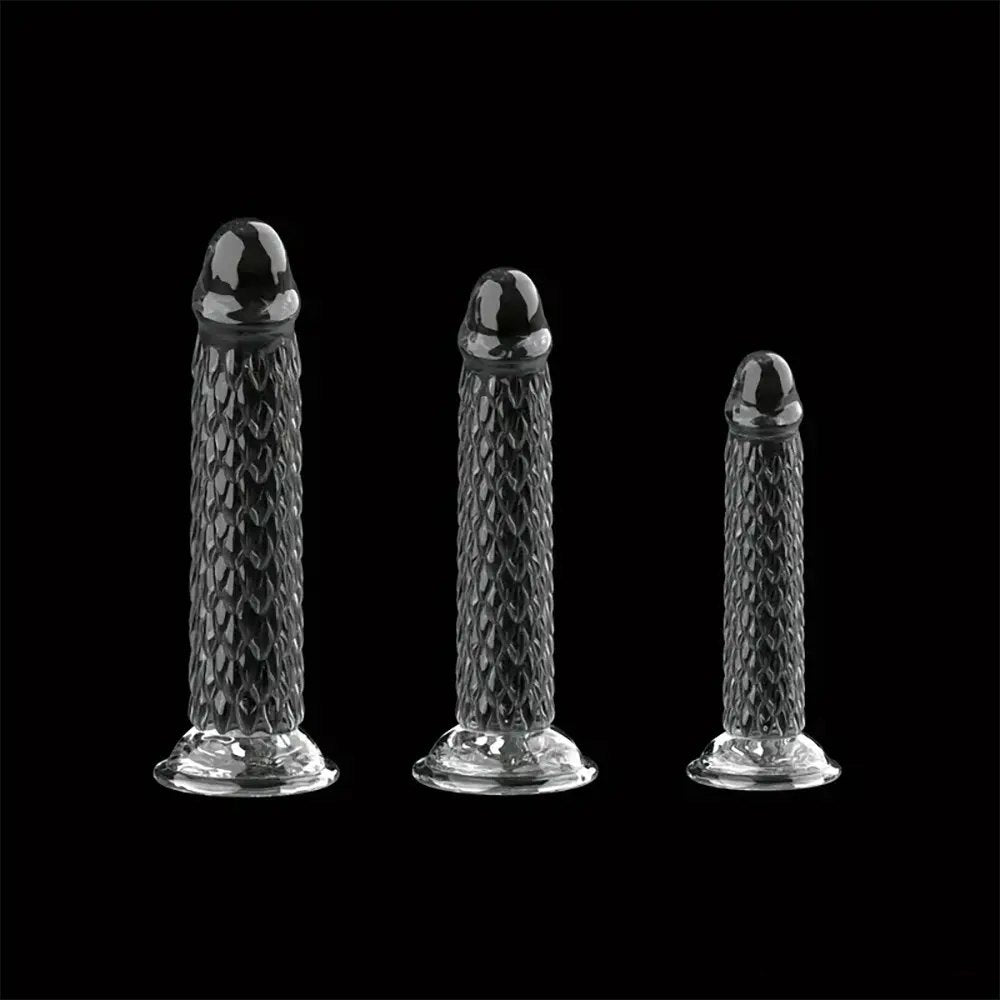 Dragon Scale Clear Suction Dildo - Fantasy Textured Dildo