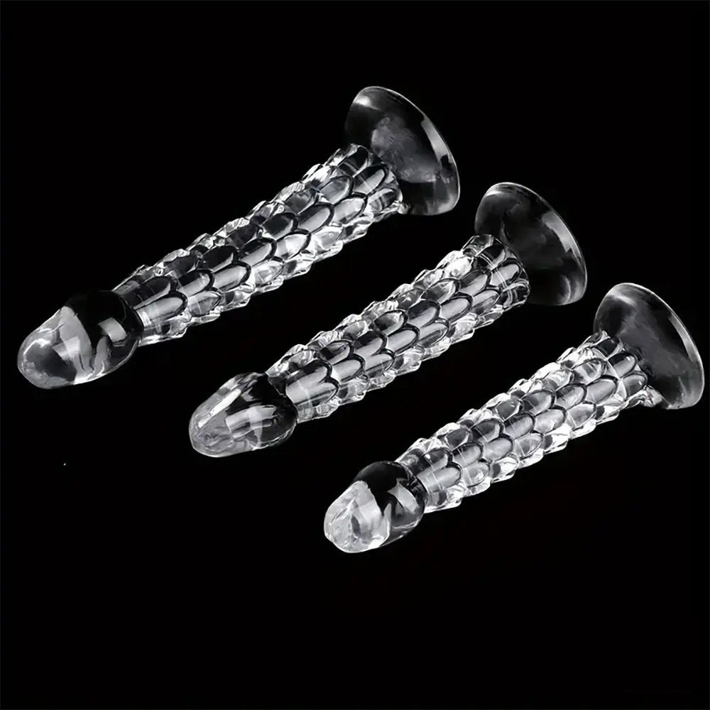 Dragon Scale Clear Suction Dildo - Fantasy Textured Dildo