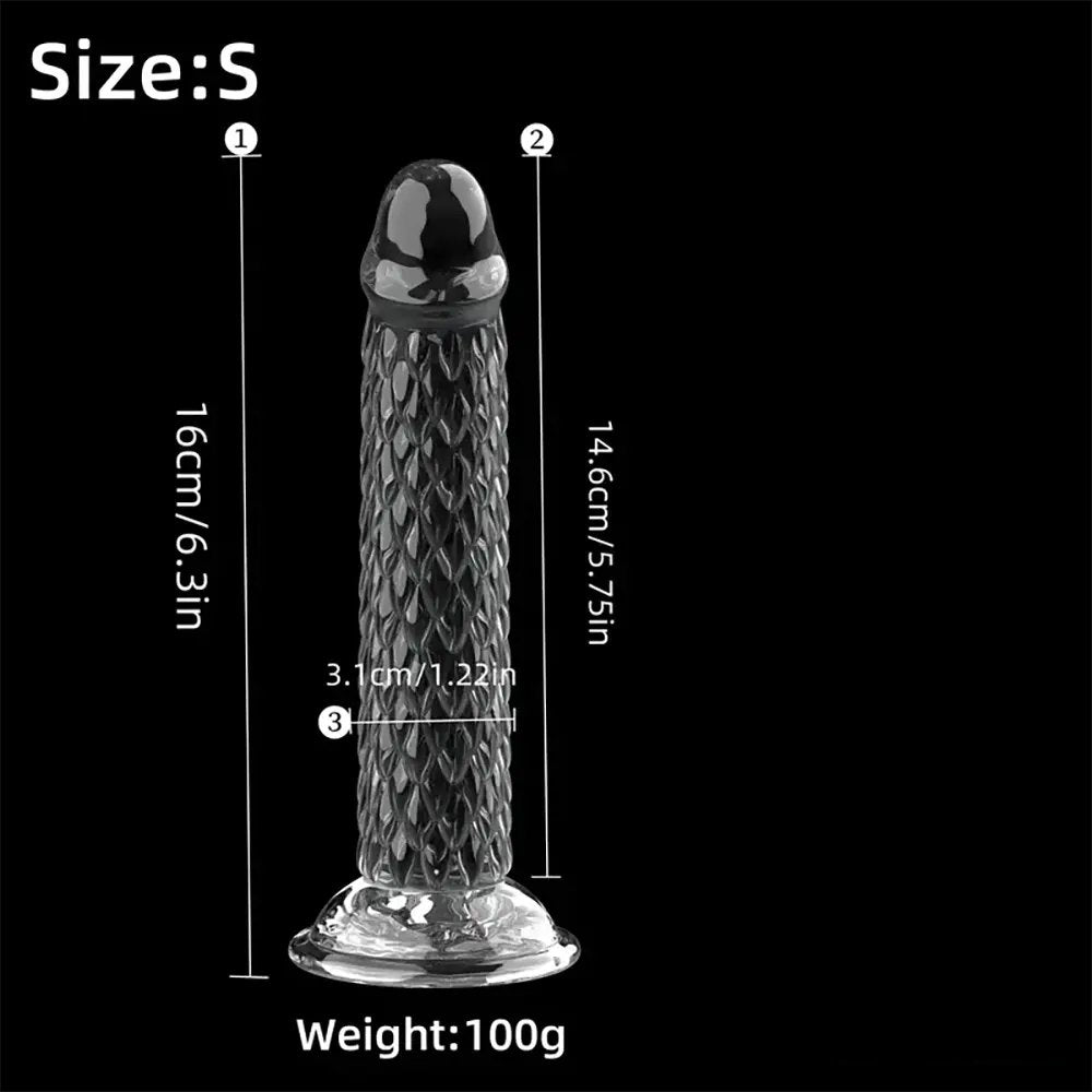 Dragon Scale Clear Suction Dildo - Fantasy Textured Dildo