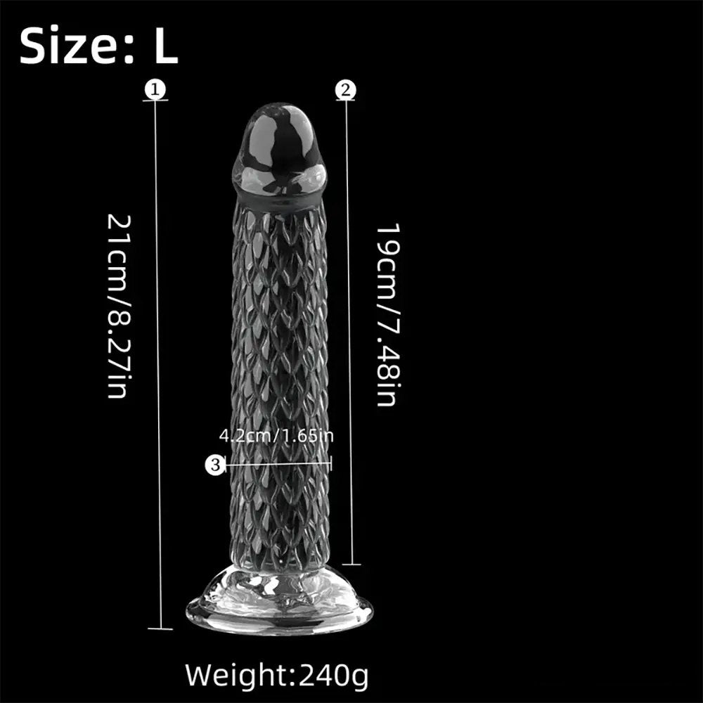 Dragon Scale Clear Suction Dildo - Fantasy Textured Dildo
