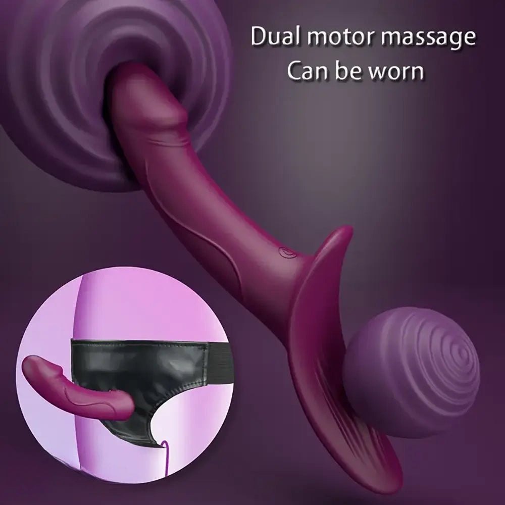 Dual-Arm Strap-On Dildo - G-Spot and Clit Harness Dong