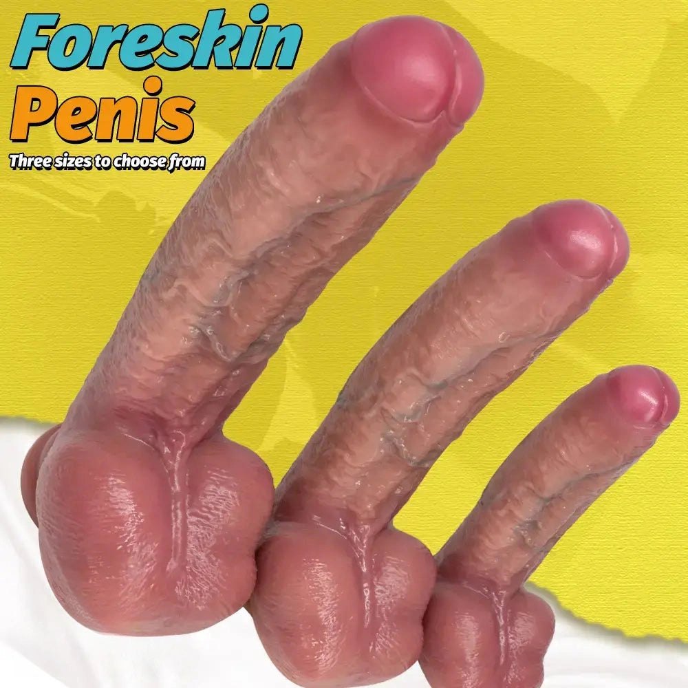 Dual Density Strap-On Dildo 12 in - Uncut Foreskin Dildo