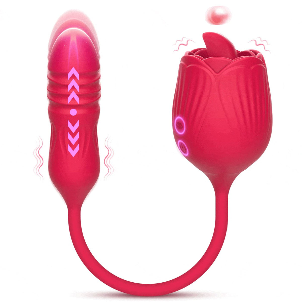Dual-End Rose Suction Vibrator - Rose Toy with G-Spot Probe