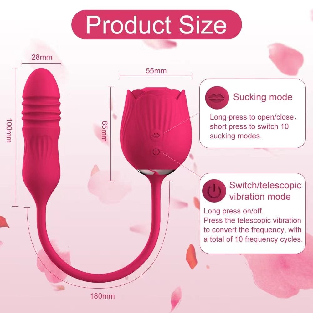 Dual-End Rose Suction Vibrator - Rose Toy with G-Spot Probe