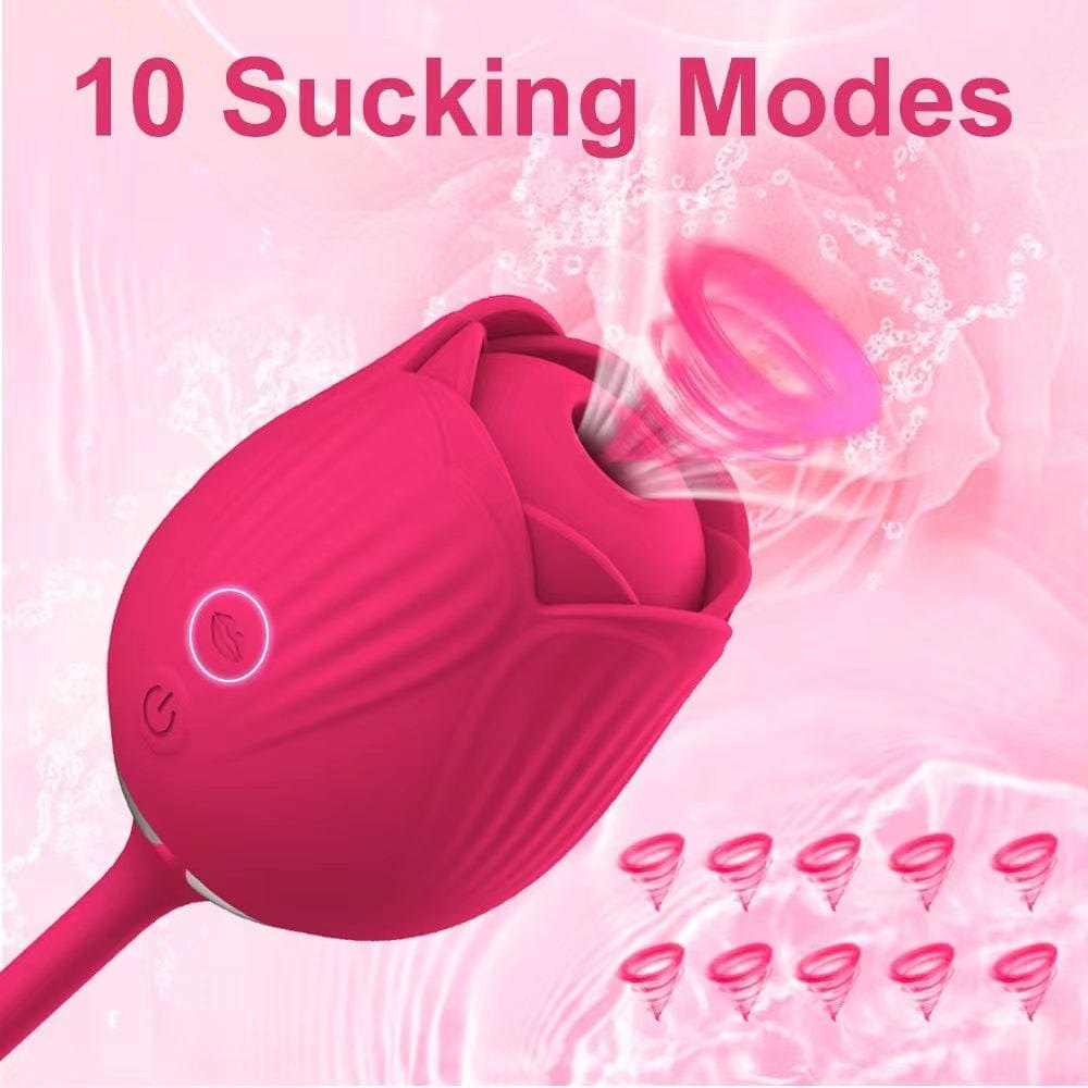 Dual-End Rose Suction Vibrator - Rose Toy with G-Spot Probe
