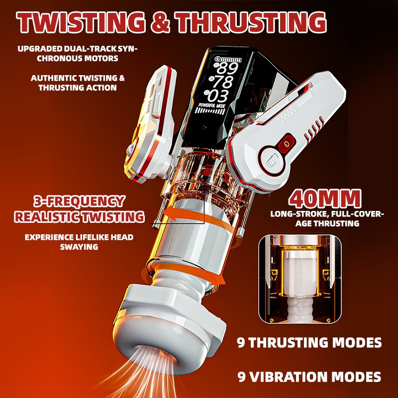 Dual-Handle Rotating Heat Stroker - Male Masturbator