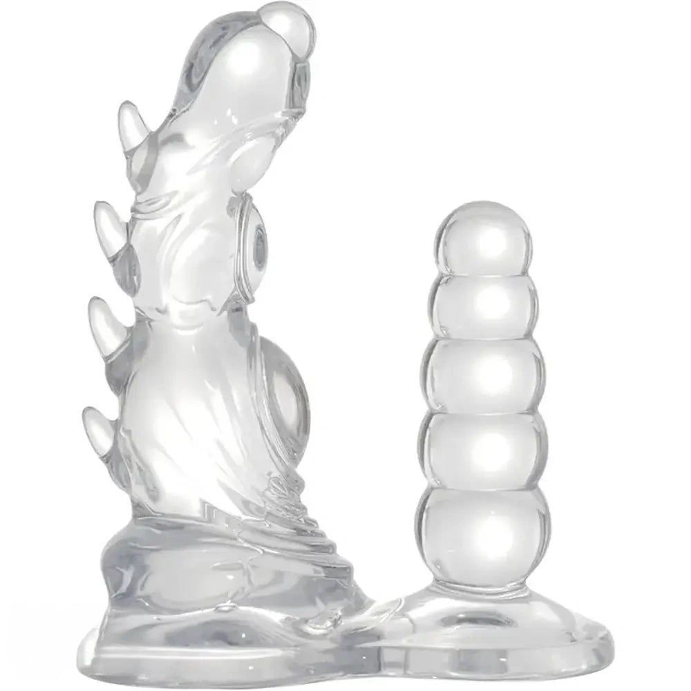 Dual-Head Clear Monster Bead Dildo - Clear TPE Fantasy Dildo