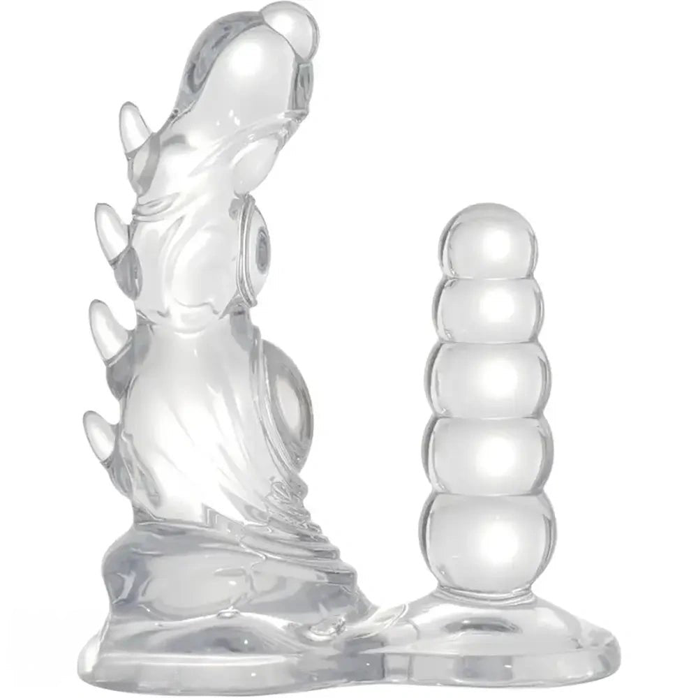 Dual-Head Clear Monster Bead Dildo - Clear TPE Fantasy Dildo