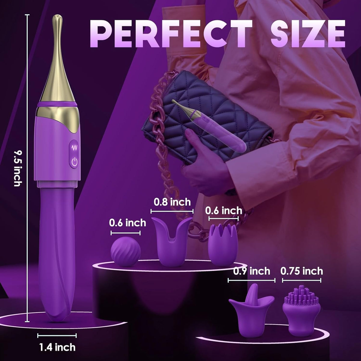 2-in-1 Metal Silicone Wand Vibrator - Wand Massager