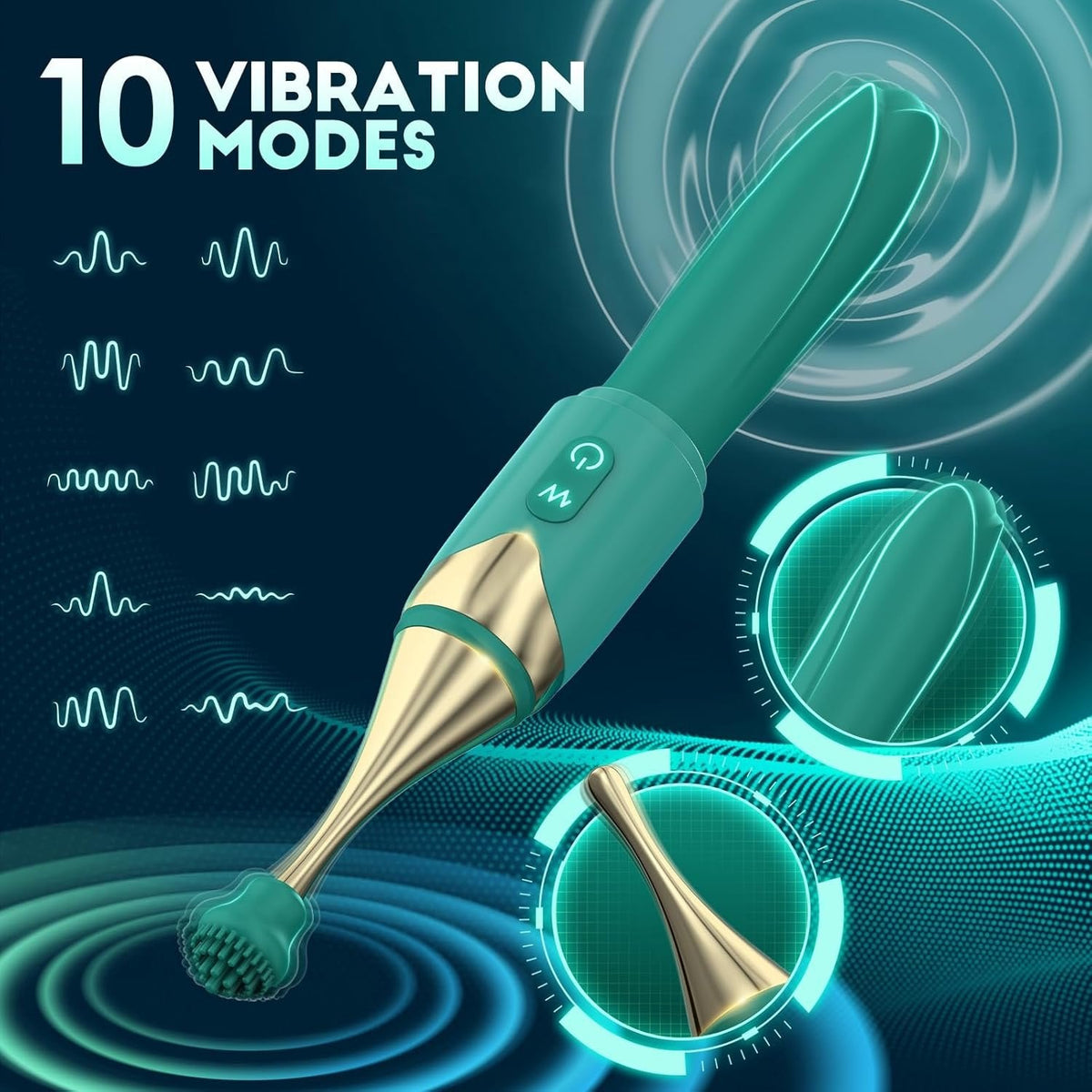 2-in-1 Metal Silicone Wand Vibrator - Wand Massager