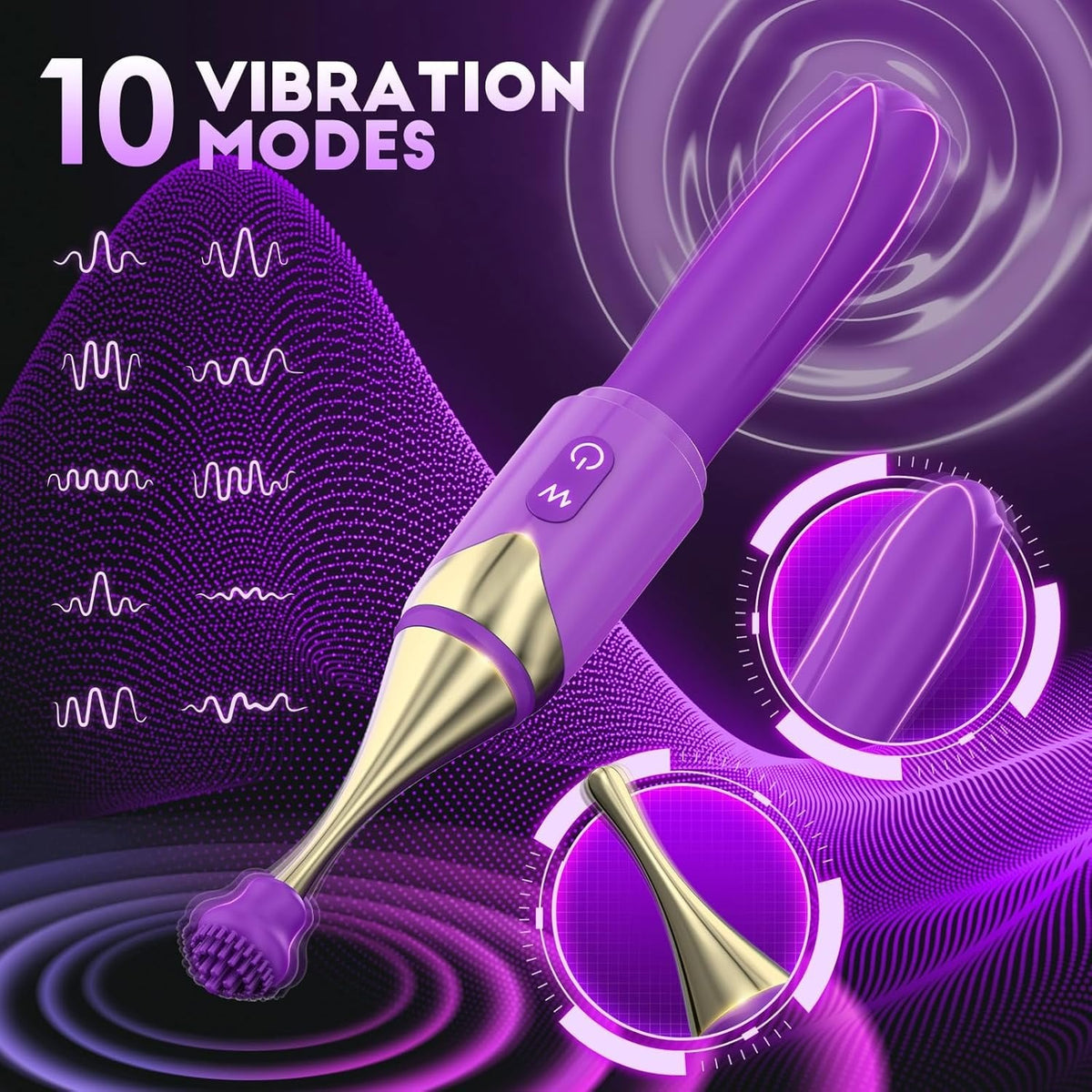 2-in-1 Metal Silicone Wand Vibrator - Wand Massager