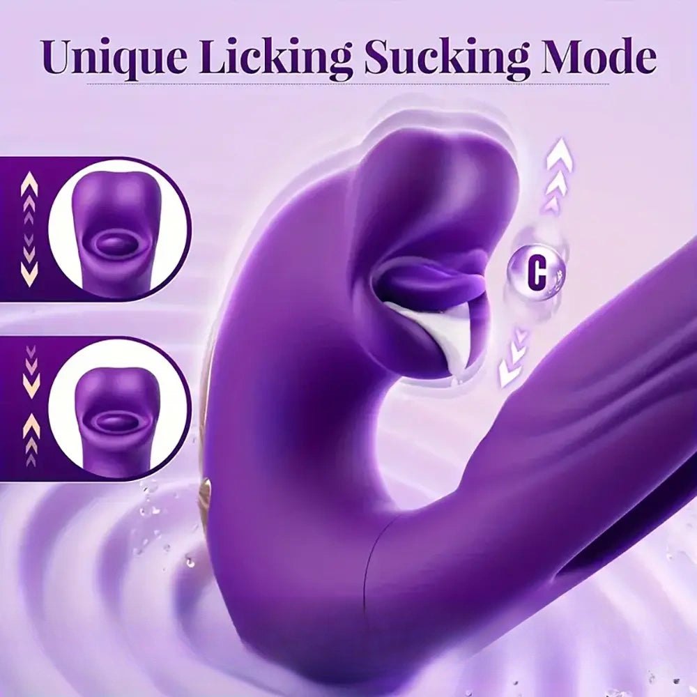 Dual-Head Thrusting Licking Dildo - vibrating thrusting dildo