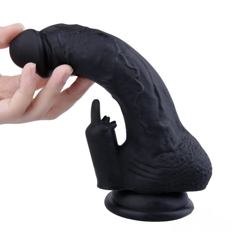 Dual Layer Black Fantasy Dildo - Curved Monster Dildo