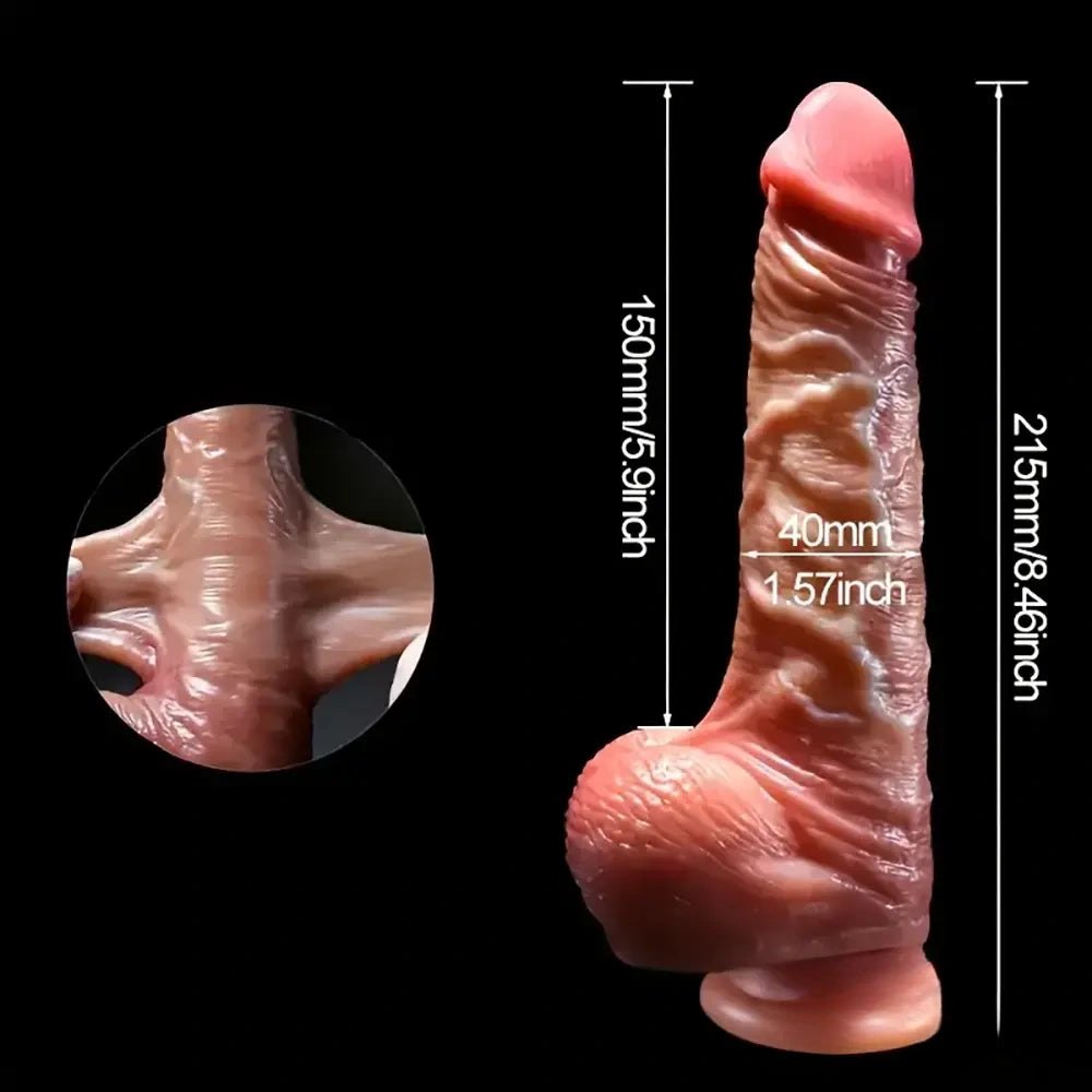 Dual Layer Sliding Skin Dildo 8.46 in - Soft Sex Toy