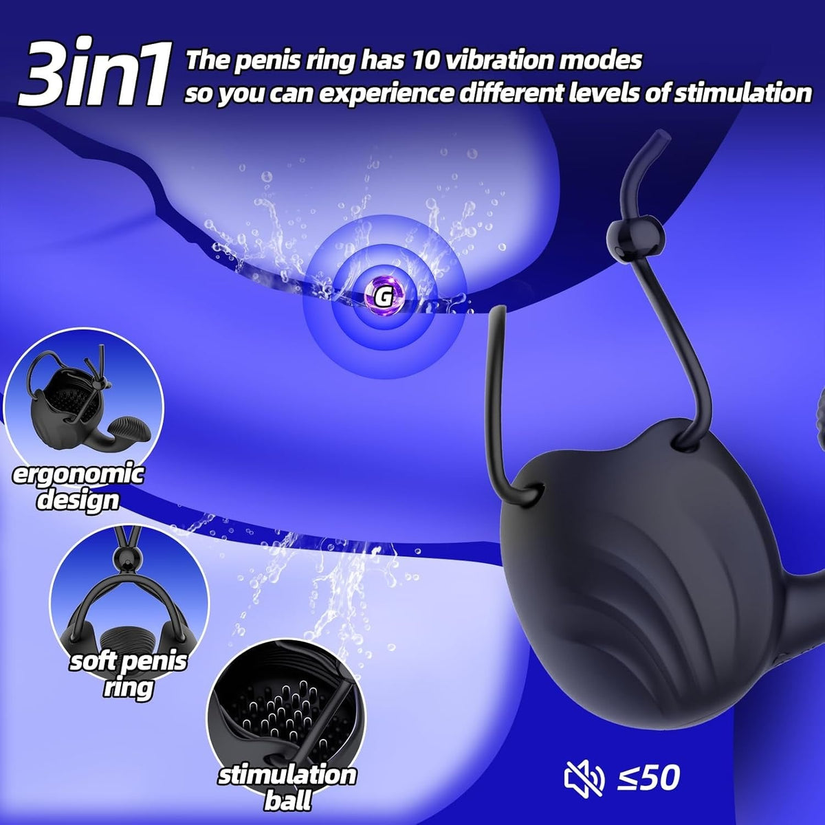 Dual-Motor 3-in-1 Cock Ring - Vibrating Penis Ring Set