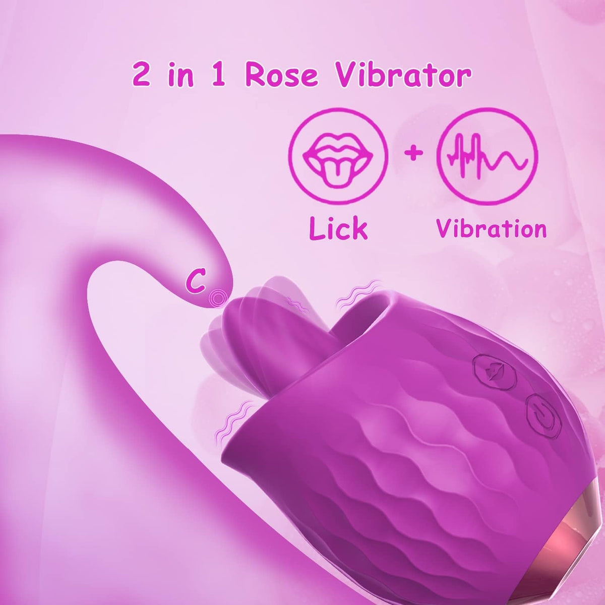 Dual Motor Rose Licking Vibrator - Clit Sucker Toy